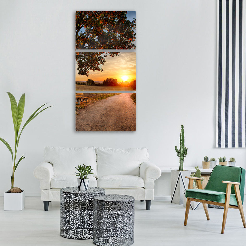 away road bank tree landscape Vertical Canvas Wall Art