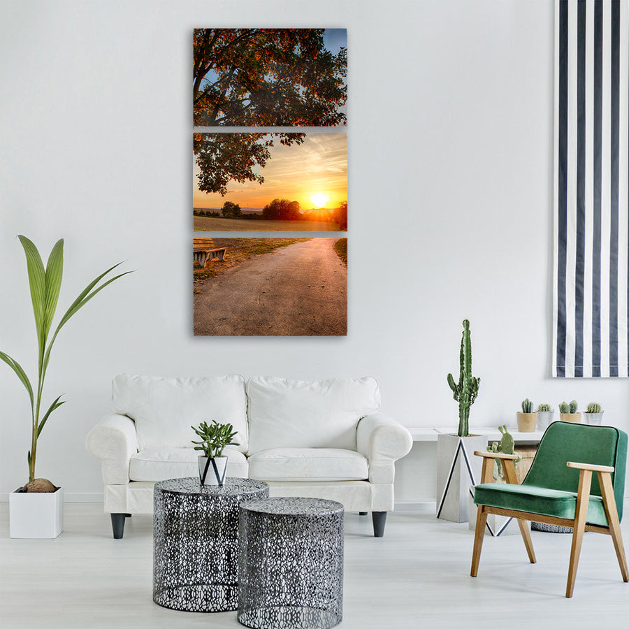 away road bank tree landscape Vertical Canvas Wall Art