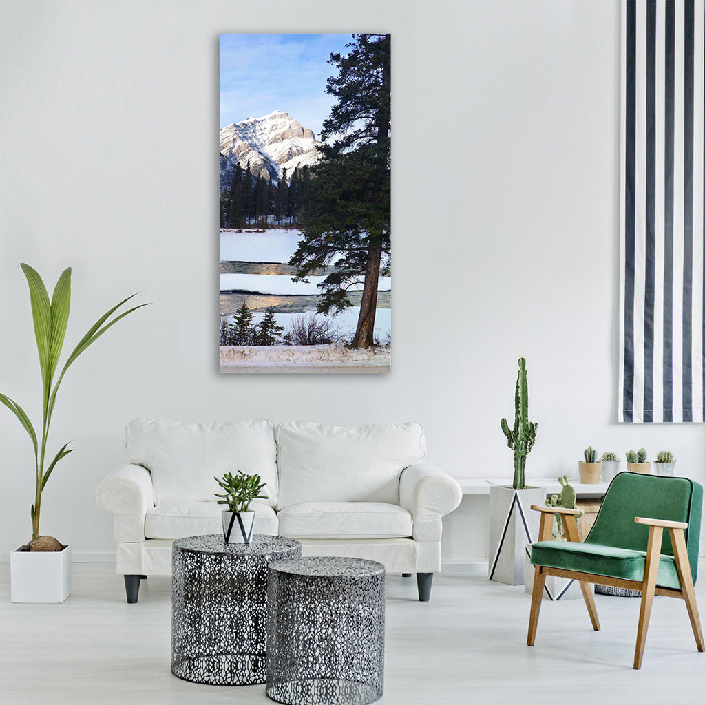 banff landscape winter cold Vertical Canvas Wall Art