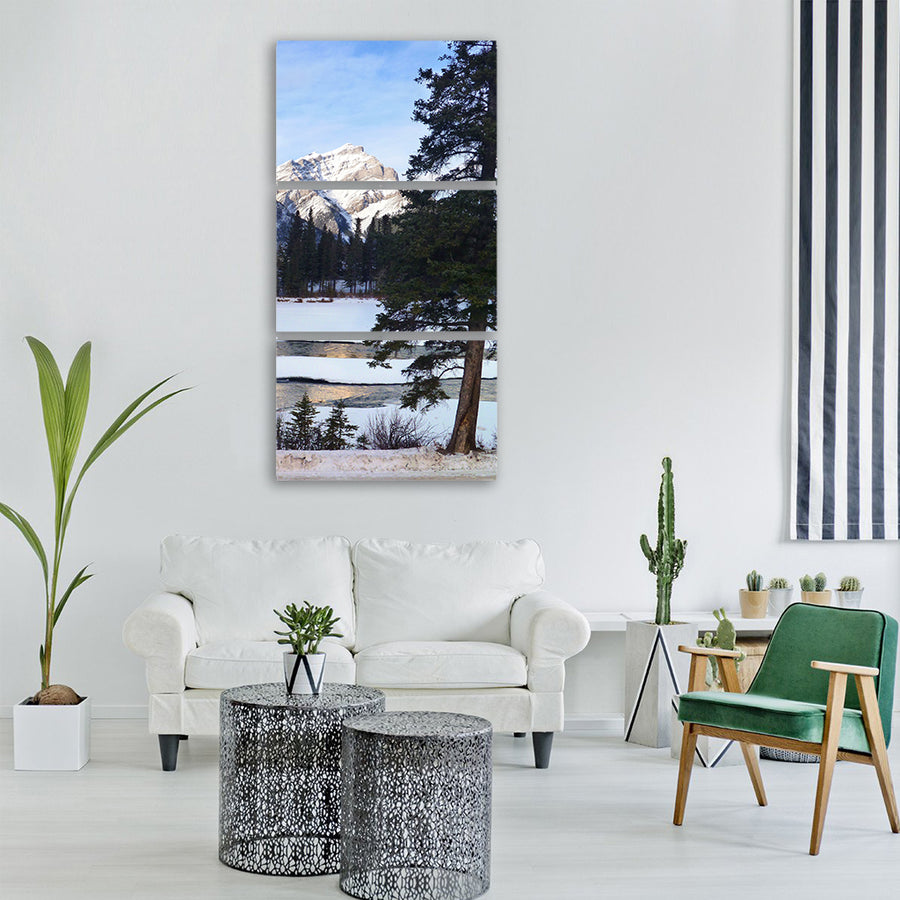 banff landscape winter cold Vertical Canvas Wall Art