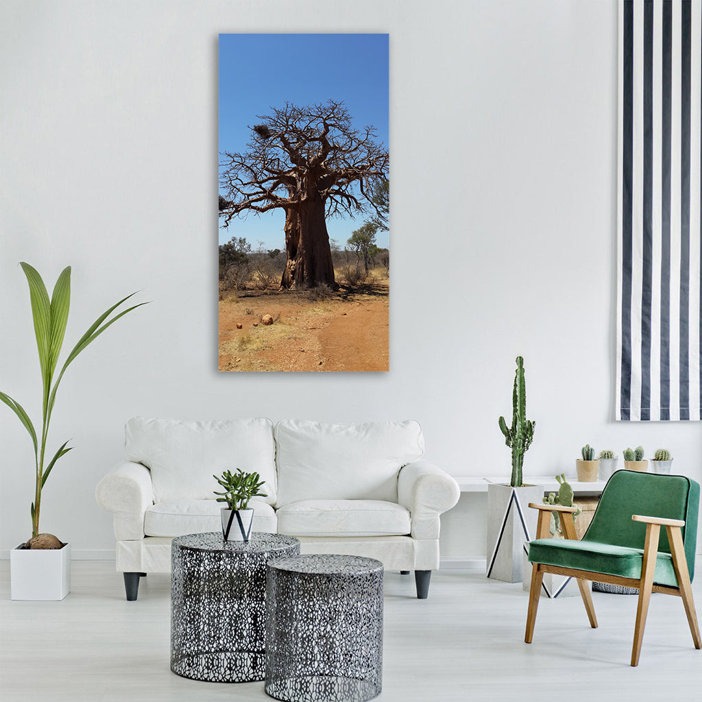baobab tree african bush Vertical Canvas Wall Art