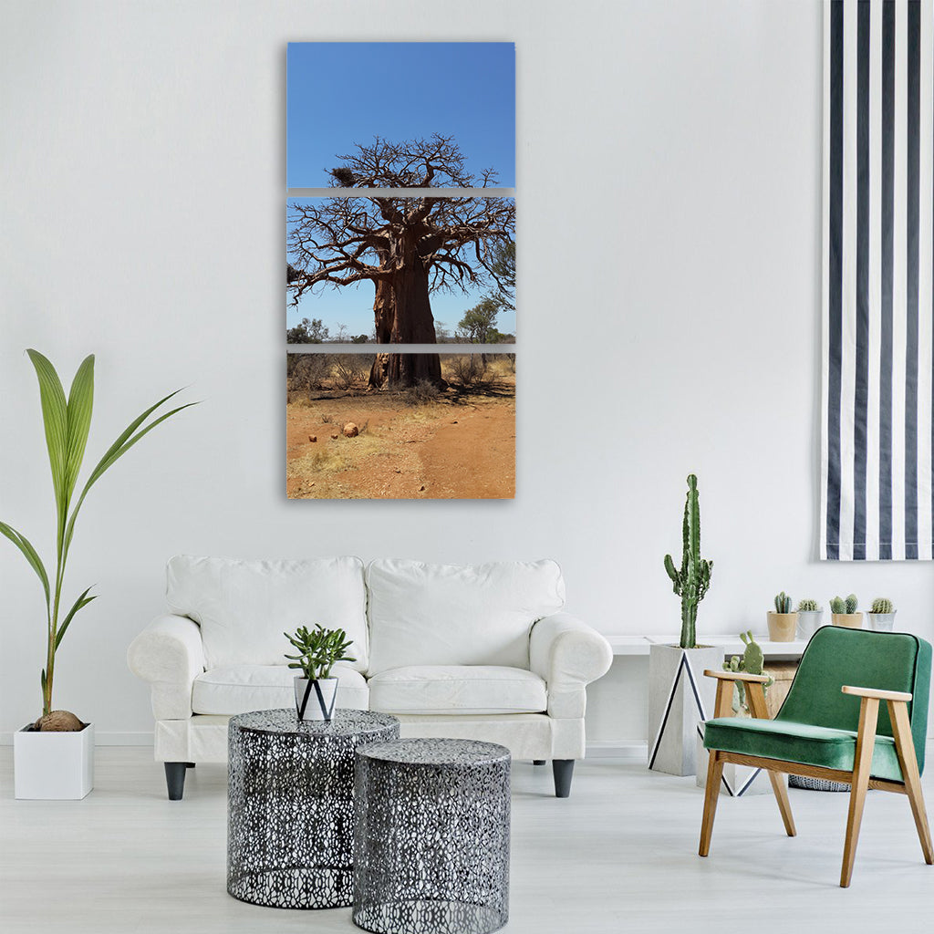 baobab tree african bush Vertical Canvas Wall Art