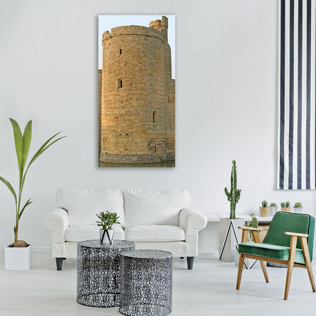 battlements blue bodiam britain Vertical Canvas Wall Art