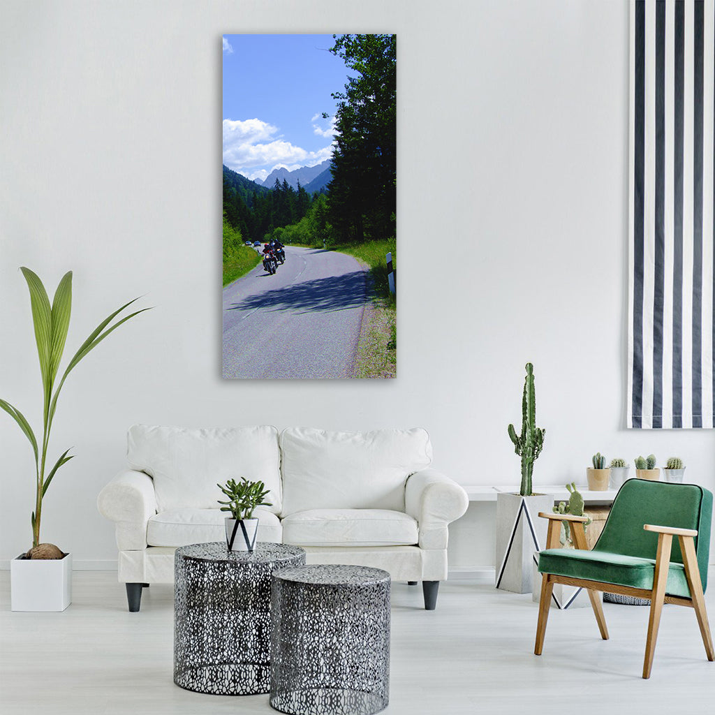 bavaria mountains motorcycles Vertical Canvas Wall Art