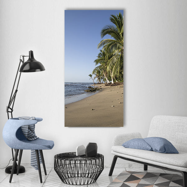 Beach sea ocean sand waves water Vertical Canvas Wall Art