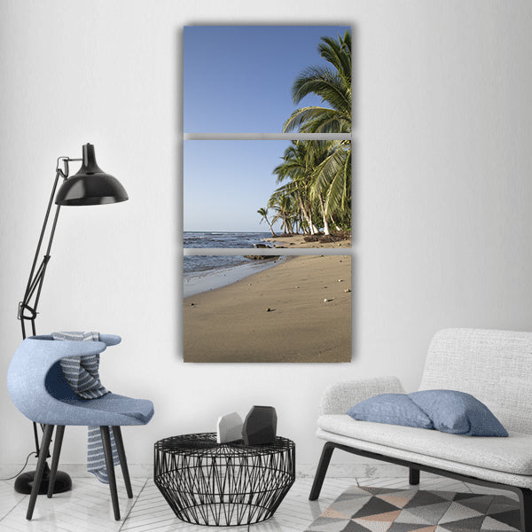 Beach sea ocean sand waves water Vertical Canvas Wall Art
