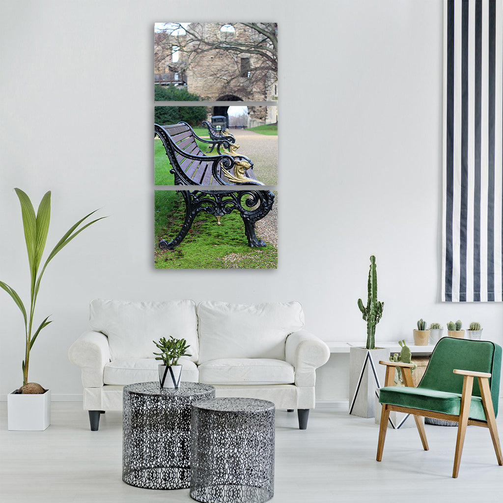 bench park castle park bench grass Vertical Canvas Wall Art