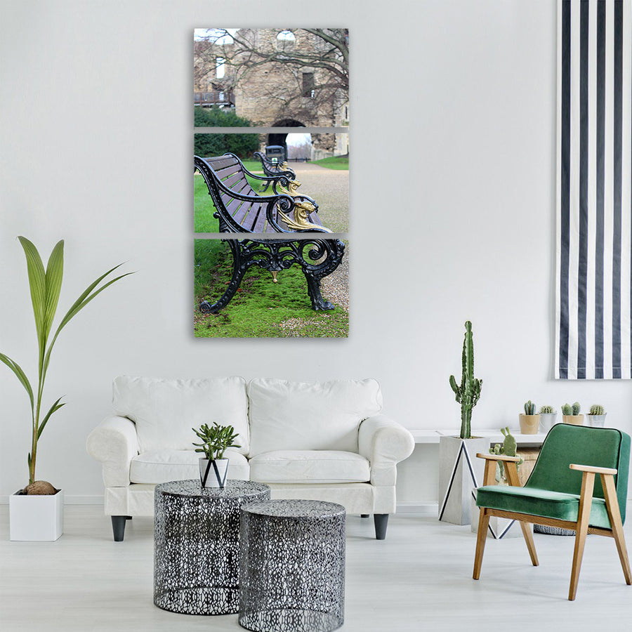 bench park castle park bench grass Vertical Canvas Wall Art