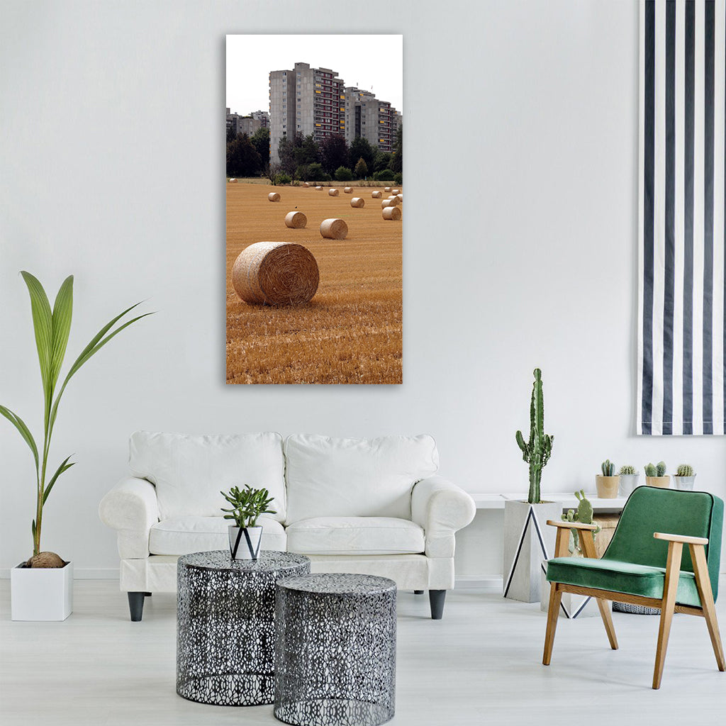 bern switzerland straw bales straw Vertical Canvas Wall Art