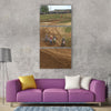 Bike action-motion helmet racing Vertical Canvas Wall Art