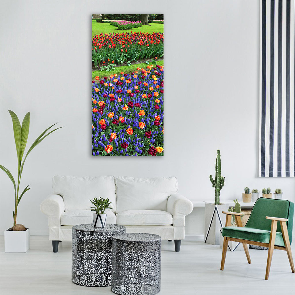 blossom blue color colorful field Vertical Canvas Wall Art