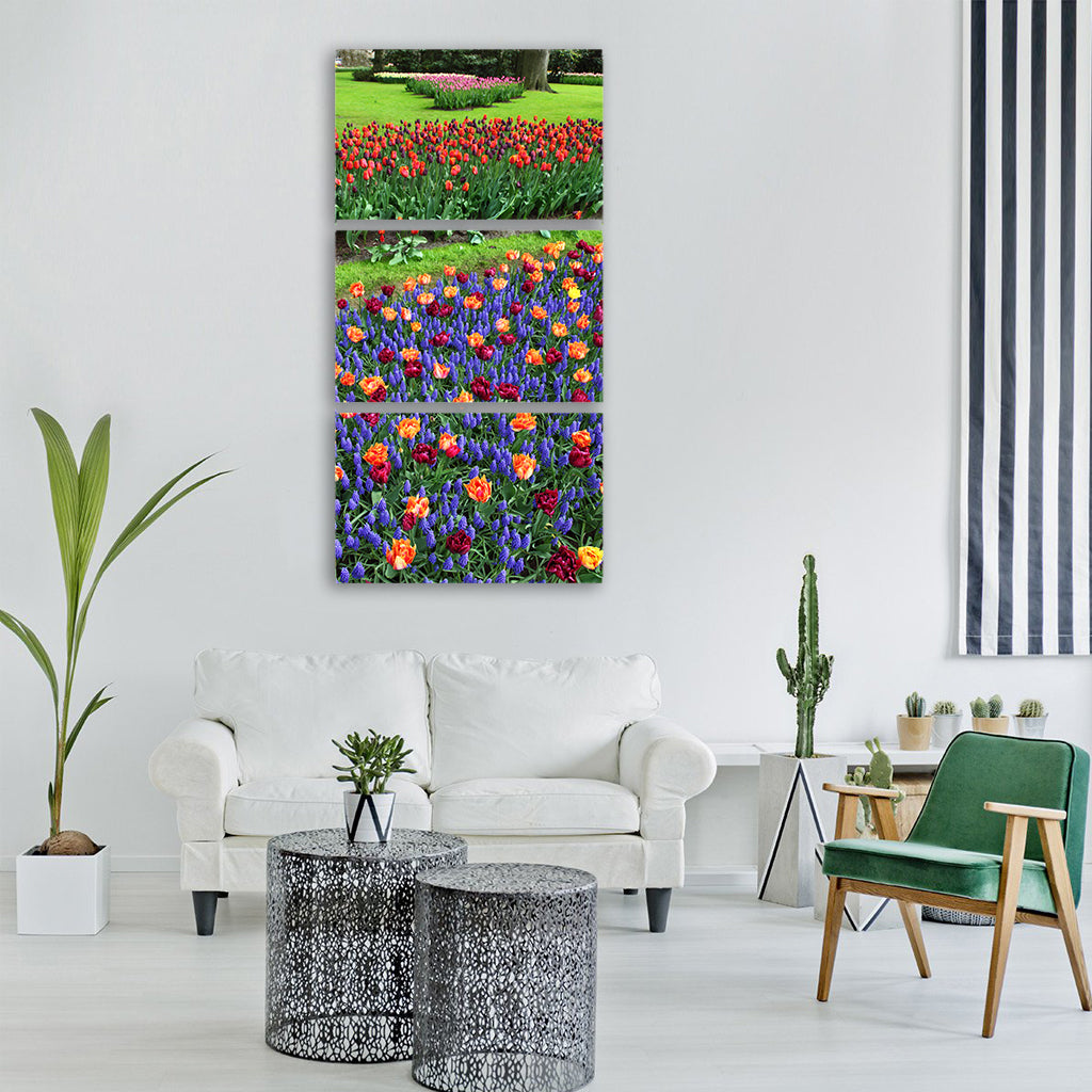 blossom blue color colorful field Vertical Canvas Wall Art