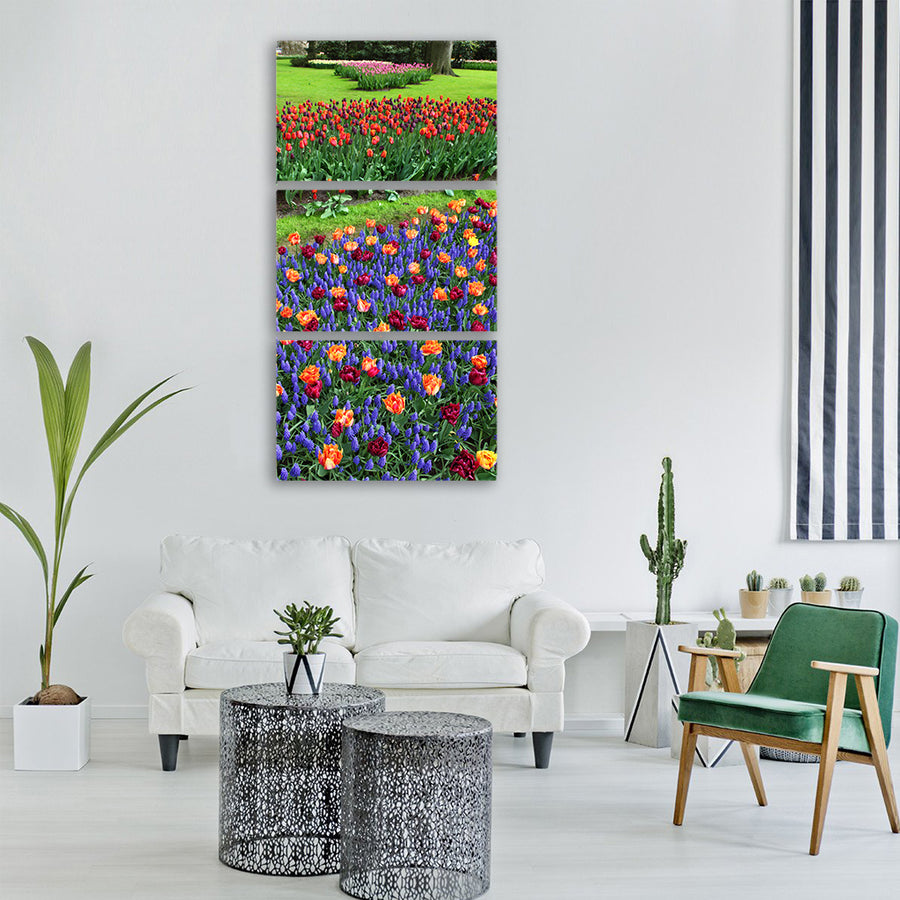 blossom blue color colorful field Vertical Canvas Wall Art