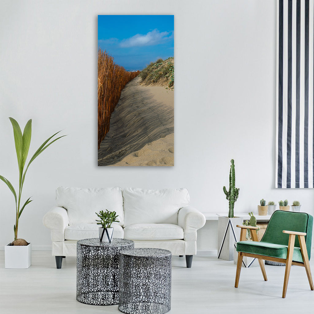 blue beach landscape costa Vertical Canvas Wall Art
