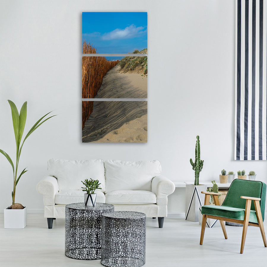 blue beach landscape costa Vertical Canvas Wall Art