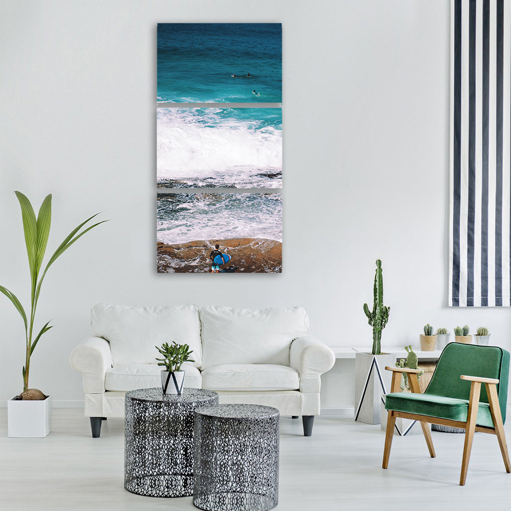 blue water sea ocean people Vertical Canvas Wall Art