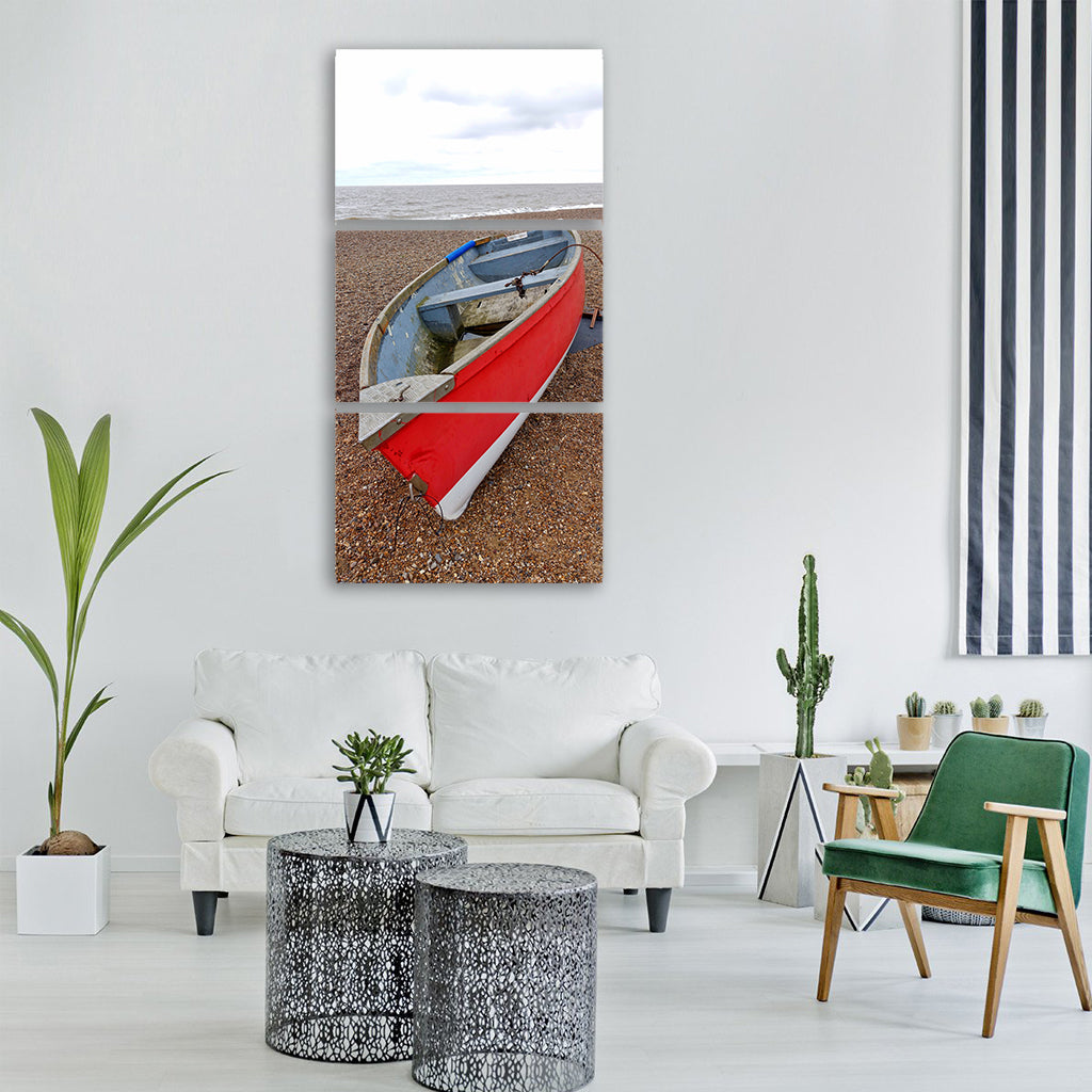 Boat beach coast transportation Vertical Canvas Wall Art