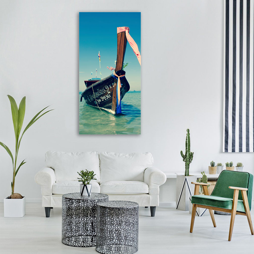 boat thailand sea vacations ship Vertical Canvas Wall Art