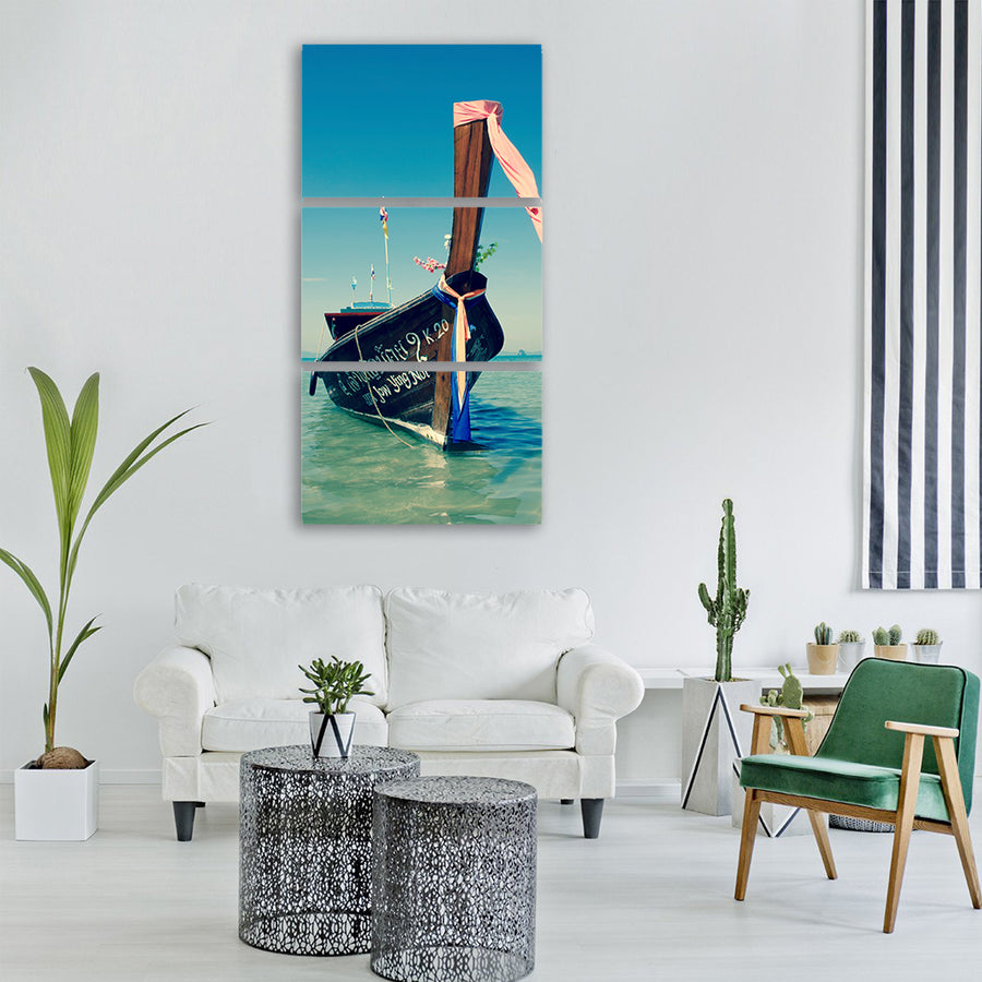 boat thailand sea vacations ship Vertical Canvas Wall Art