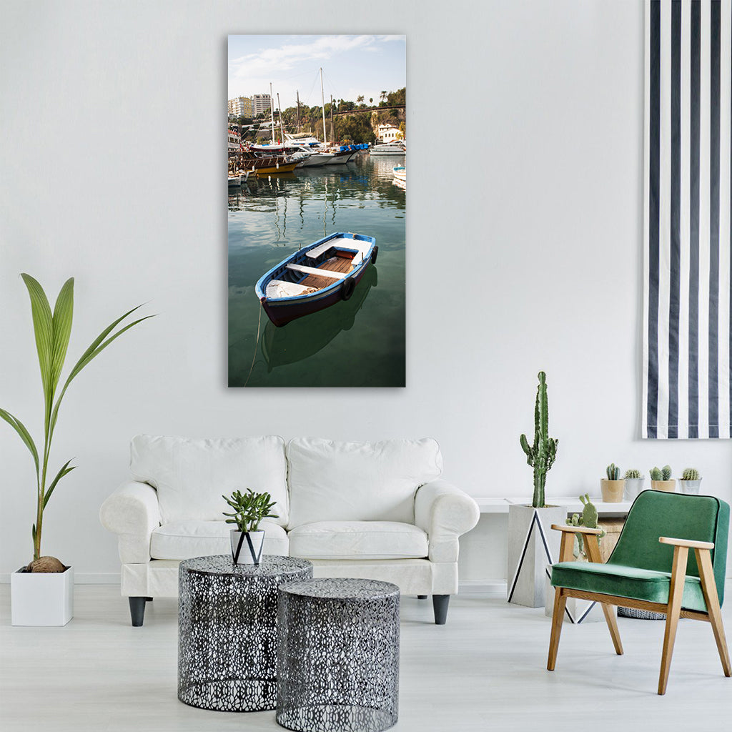 boat marine antalya landscape Vertical Canvas Wall Art