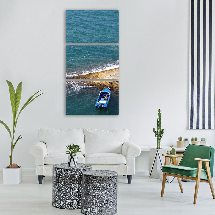 boat sea ocean ship water travel Vertical Canvas Wall Art