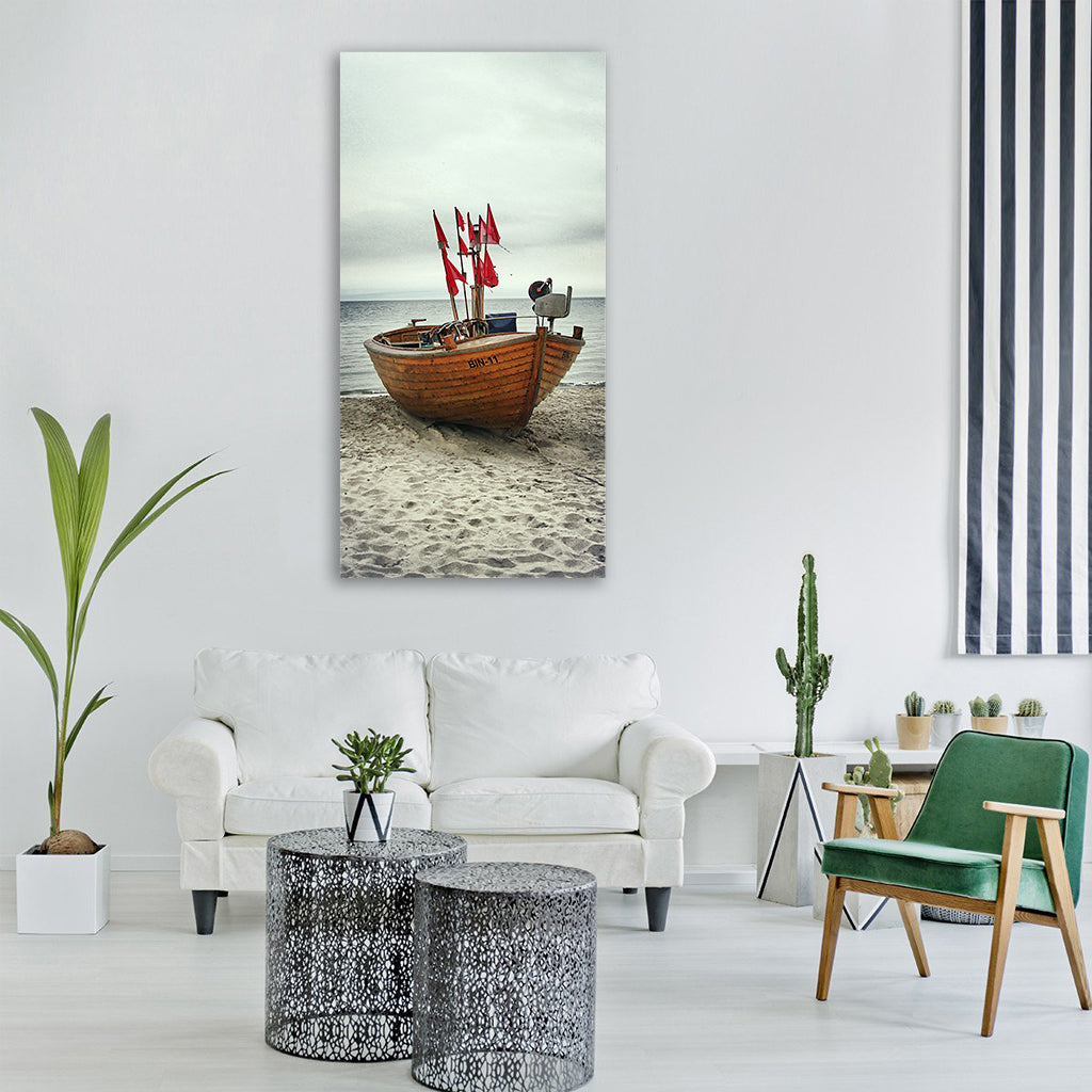 boat fishing boat binz fishing sky Vertical Canvas Wall Art