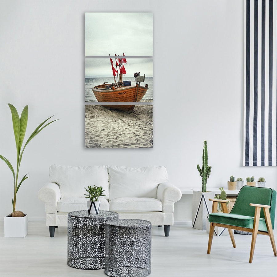 boat fishing boat binz fishing sky Vertical Canvas Wall Art