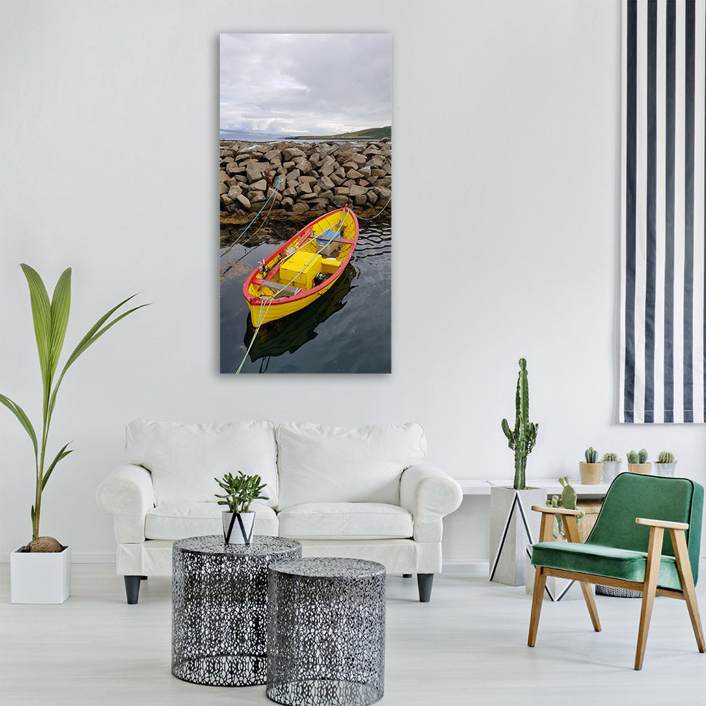 boat harbor rowing iceland Vertical Canvas Wall Art