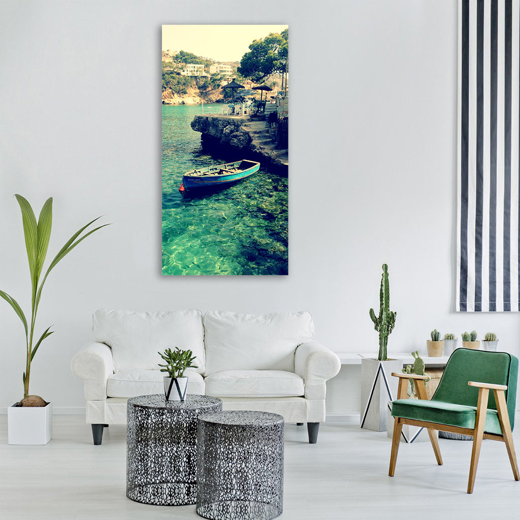 boat sea relax peaceful nature Vertical Canvas Wall Art