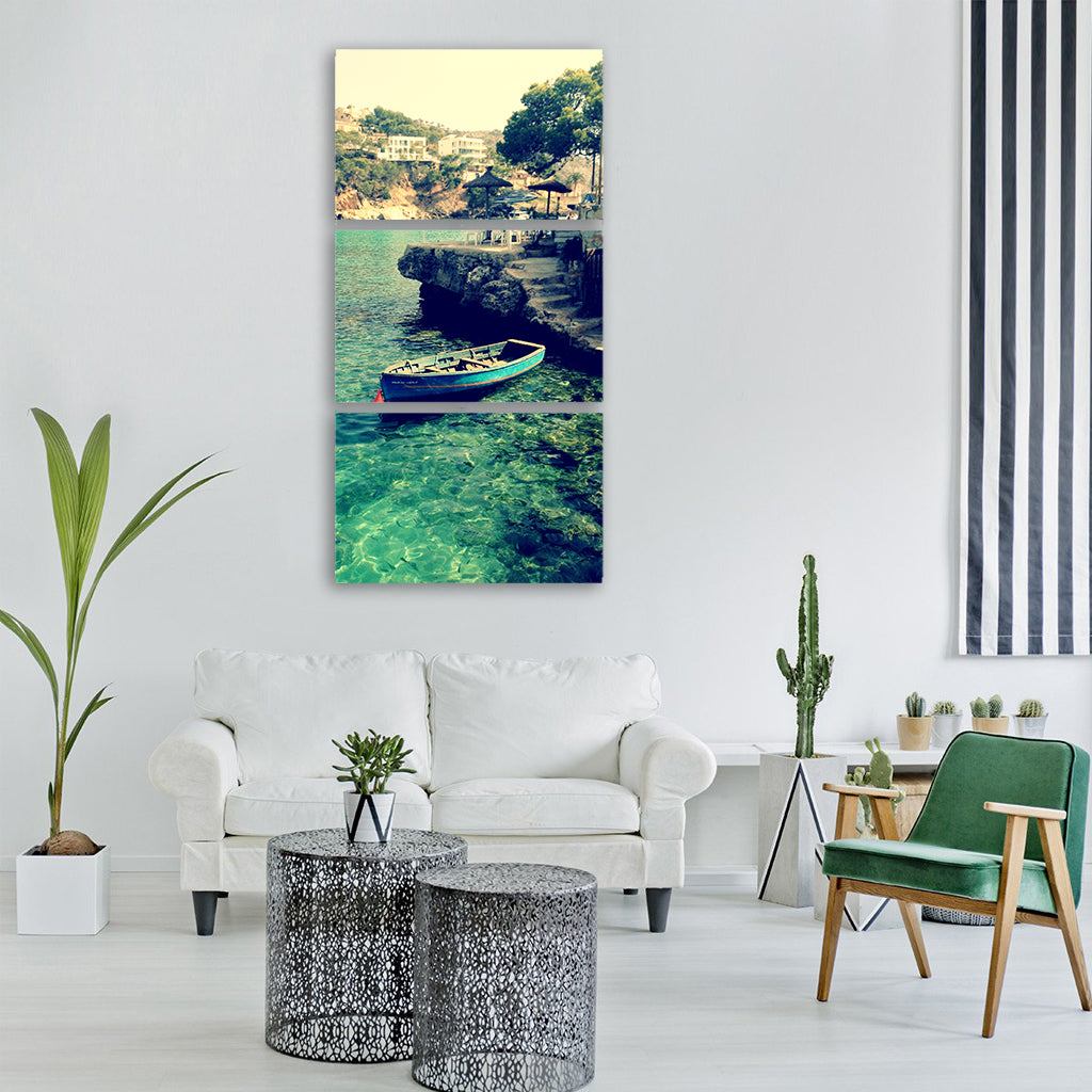 boat sea relax peaceful nature Vertical Canvas Wall Art