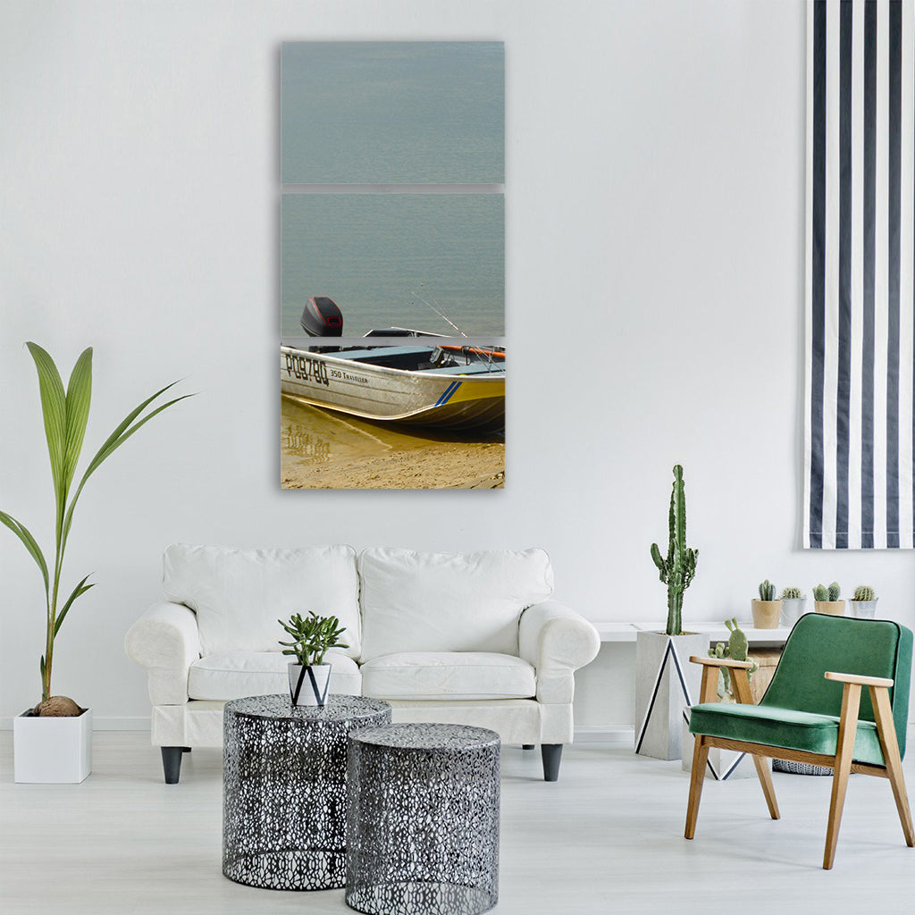 Boat fishing recreation hobby Vertical Canvas Wall Art