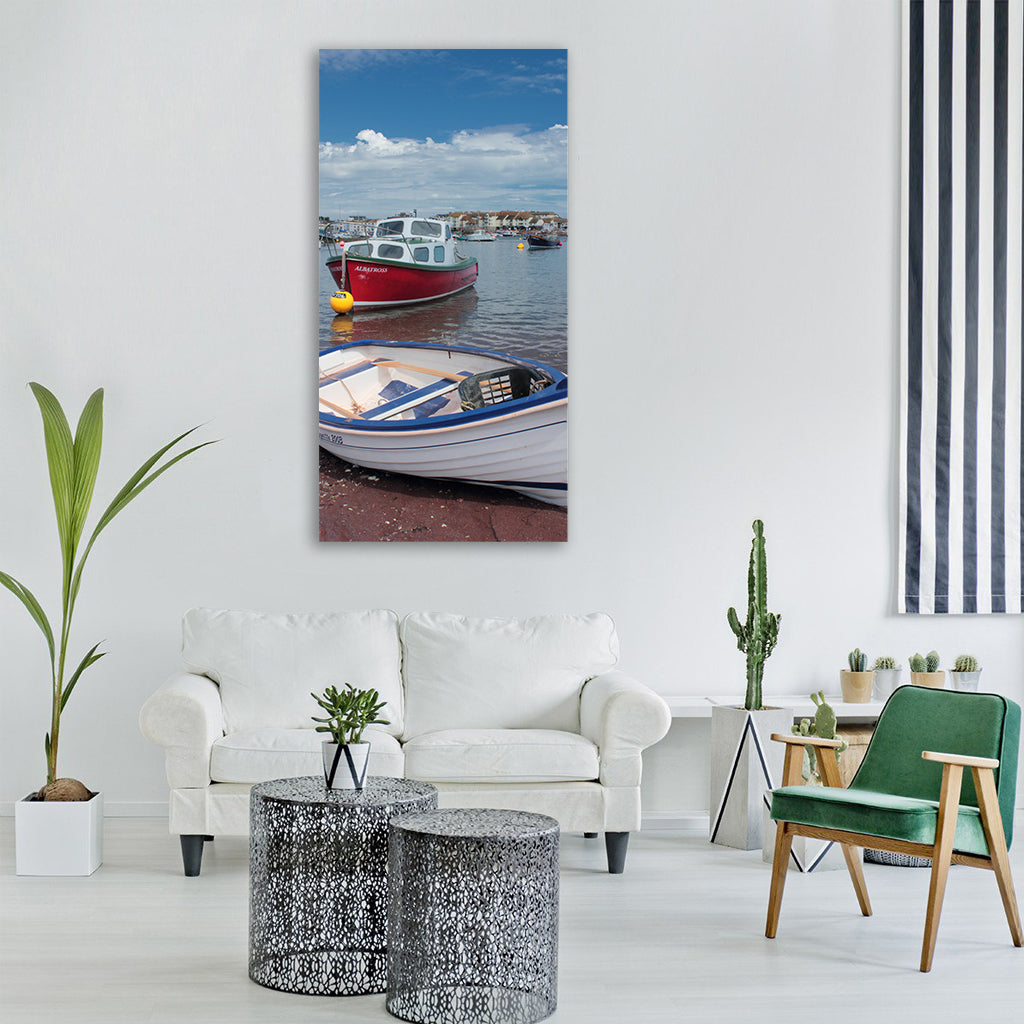 boats sea travel water summer Vertical Canvas Wall Art