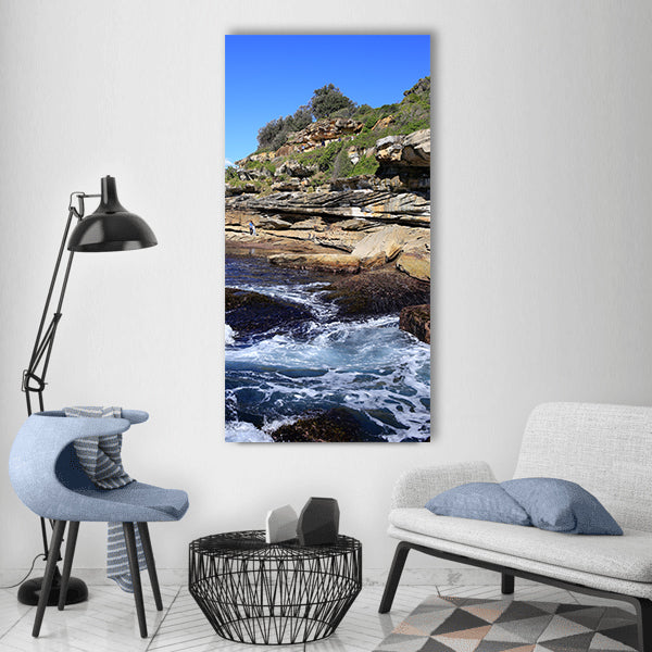 Bondi beach cliff sea australia Vertical Canvas Wall Art