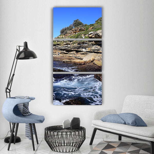 Bondi beach cliff sea australia Vertical Canvas Wall Art