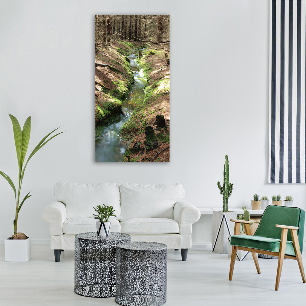 bourn forest surface water nature Vertical Canvas Wall Art