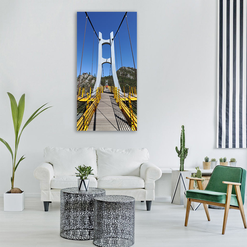 bridge suspension bridge mountain Vertical Canvas Wall Art