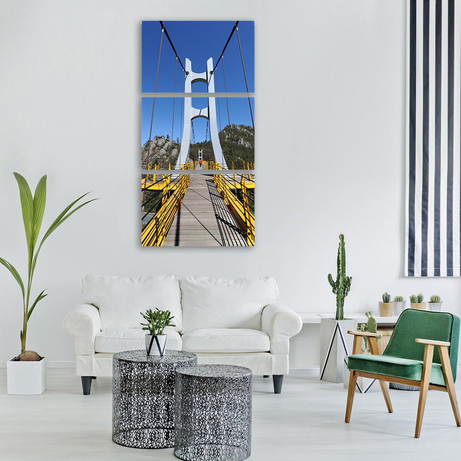 bridge suspension bridge mountain Vertical Canvas Wall Art