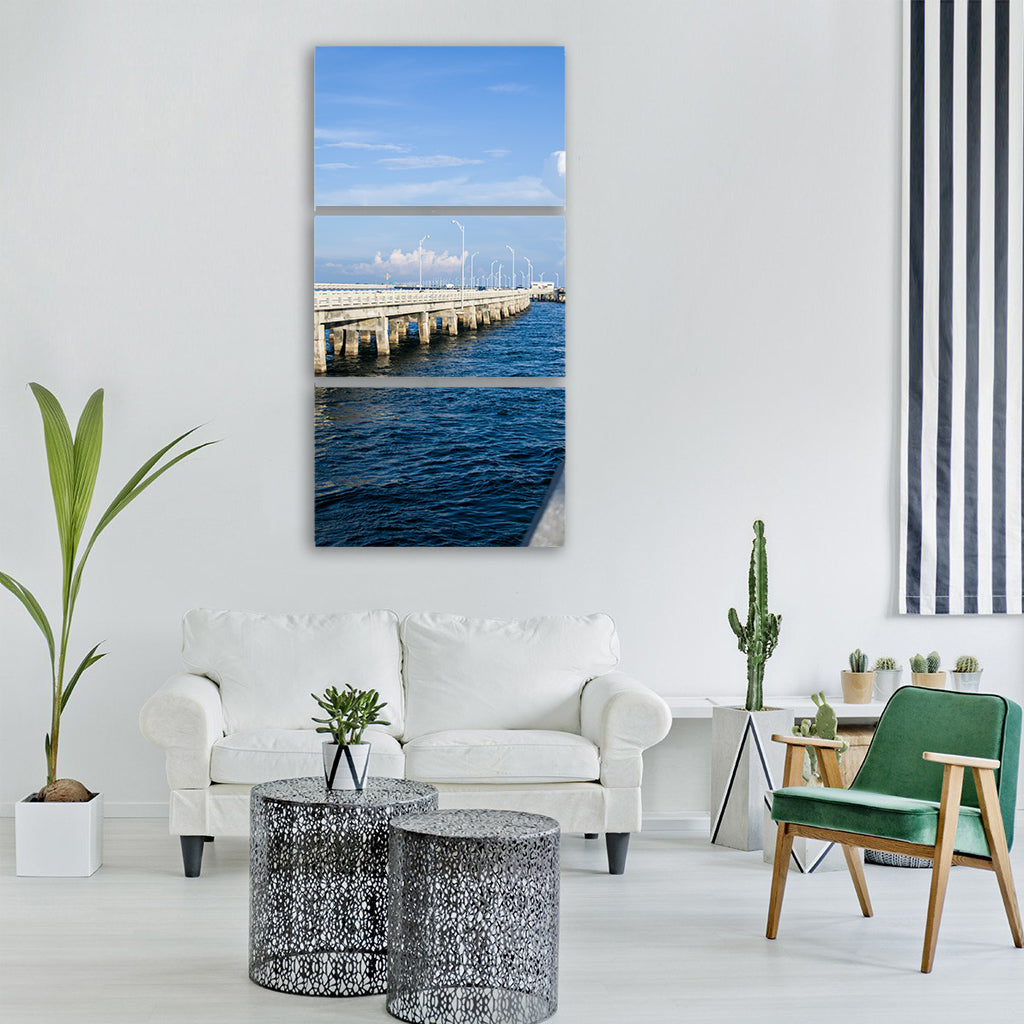 bridge sky pier fishing water Vertical Canvas Wall Art