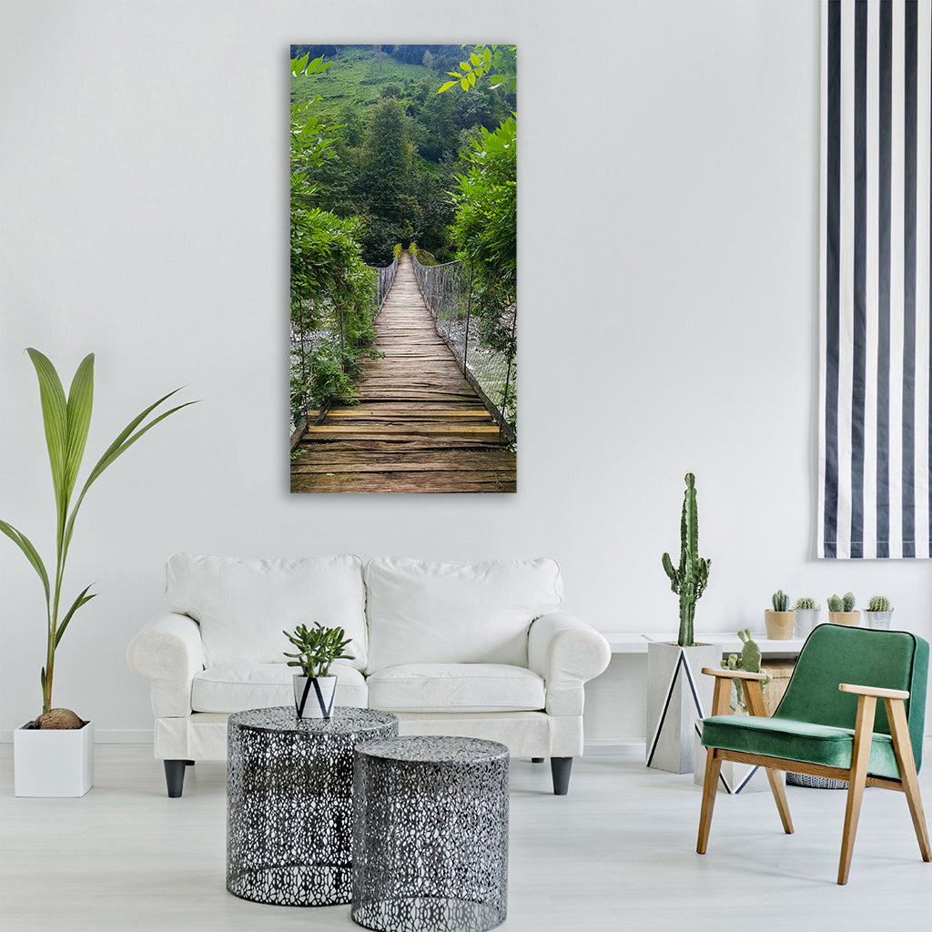 bridge tree nature Vertical Canvas Wall Art