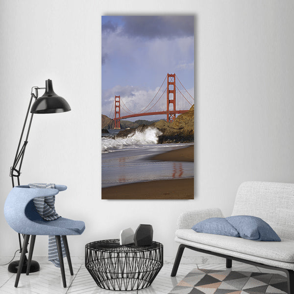 Bridge golden gate waves surf Vertical Canvas Wall Art