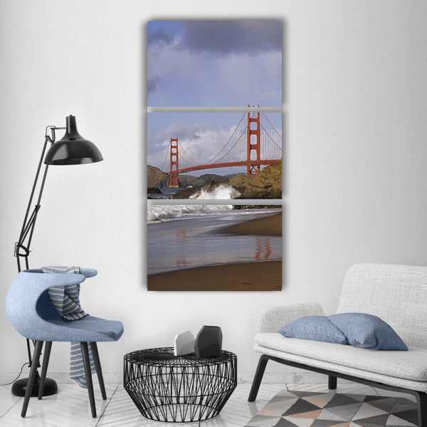 Bridge golden gate waves surf Vertical Canvas Wall Art