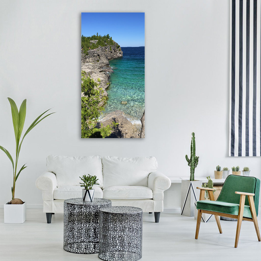 bruce peninsula canada blue water Vertical Canvas Wall Art
