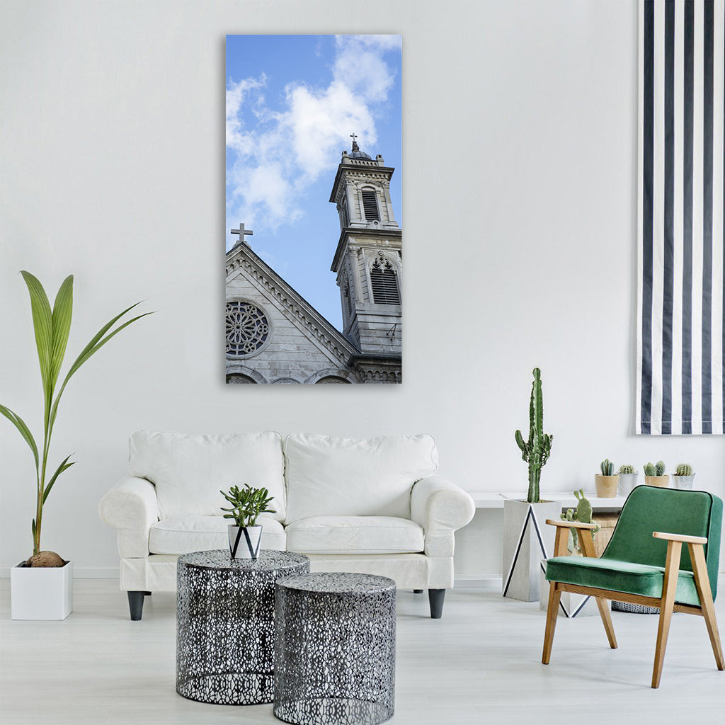 building religion church buildings Vertical Canvas Wall Art