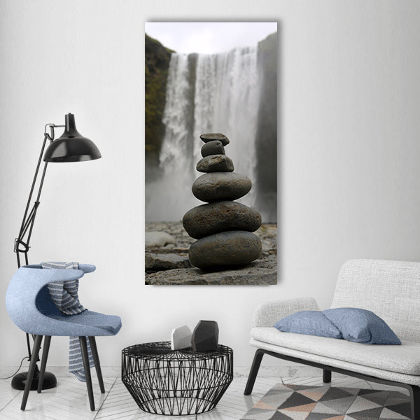 Cairn waterfall nature Vertical Canvas Wall Art