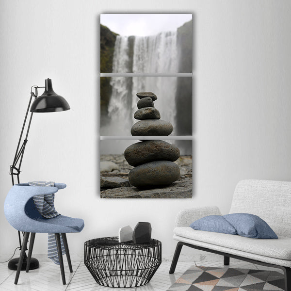 Cairn waterfall nature Vertical Canvas Wall Art