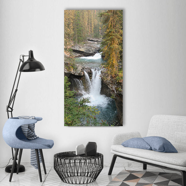 Canada nature waterfall alberta Vertical Canvas Wall Art