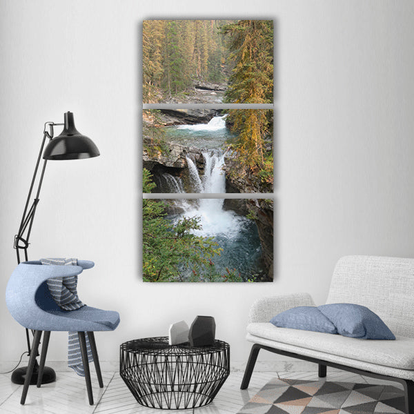 Canada nature waterfall alberta Vertical Canvas Wall Art