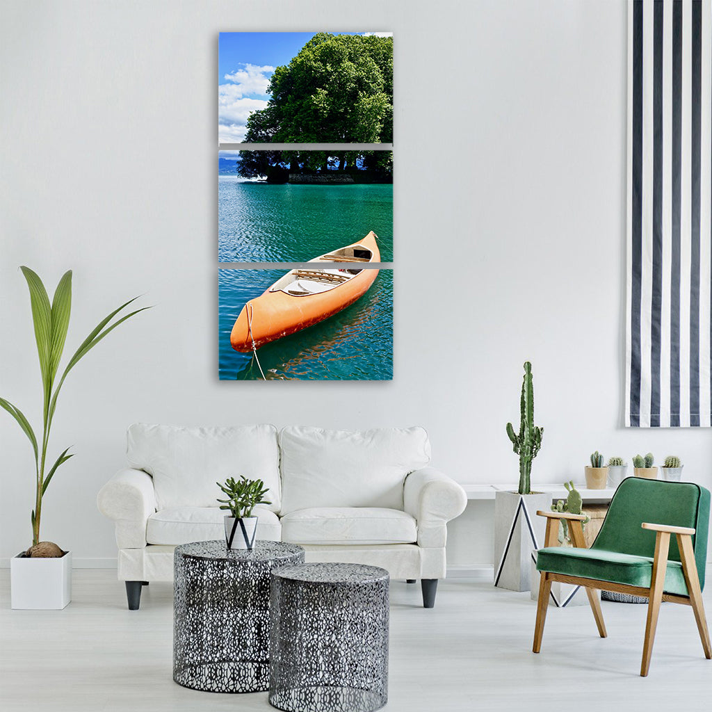 canoe paddle water craft adventure Vertical Canvas Wall Art
