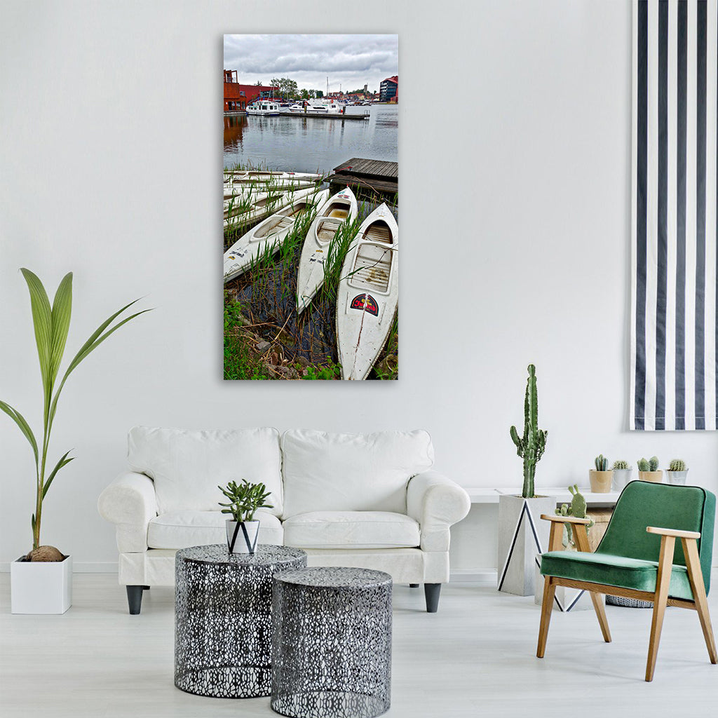 canoes kayaking sport adventure Vertical Canvas Wall Art