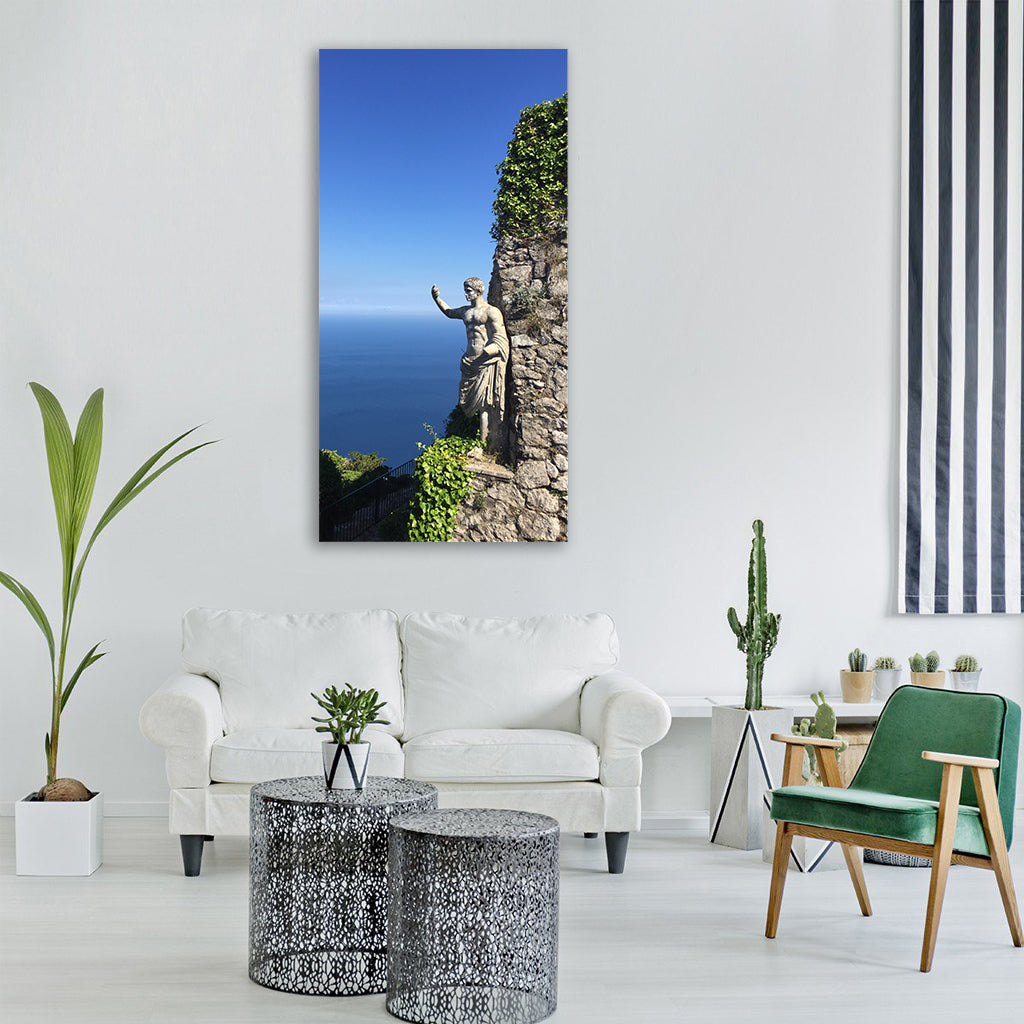 capri italy sea view scenery blue Vertical Canvas Wall Art